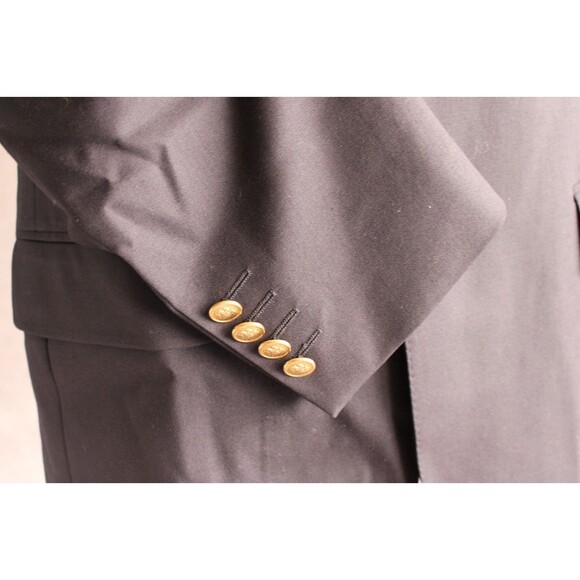 Aquascutum Men's Gold Button Sport Coat Size 42R 100% Wool Navy Blue - Picture 5 of 10